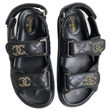 chanel chain sandals|chanel velcro sandals price.